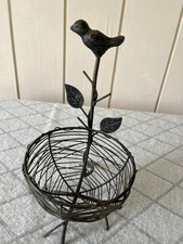 Vintage Rustic Wire Art Bird Basket Boho Cute picture