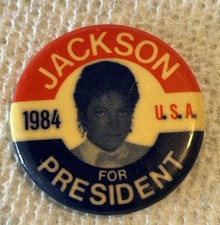HTF 1984 MICHAEL JACKSON FOR PRESIDENT VINTAGE PINBACK BUTTON picture