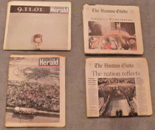 9-11-01 - 1 YEAR ANNIVERSARY 2 BOSTON GLOBES/2 BOSTON HERALDS 09-11-02/ 09-12-02 picture