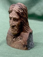 #210 Wooden Hand Carved Native American Indian Statue w/ Wall Mount Hook picture