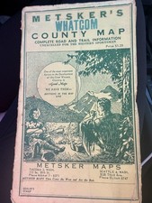 Vintage 1950s Metsker Whatcom County Washington Sportsmen Folding Map Bellingham picture