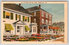 1930-50's COTTAGES & KAY HOTEL OCEAN CITY MARYLAND MD VINTAGE LINEN POSTCARD picture