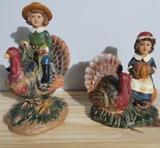 Bundle-Retired Cracker Barrel Thanksgiving Figurines Pilgrim on Turkey and.. #F1 picture