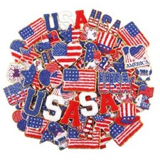 VioraWhite 48 Pcs 4th of July Chenille Patches - Iron on Sew on Patriotic picture