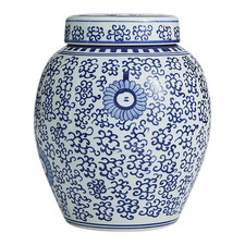 Chinoiserie Ballard Designs Blue and White Porcelain Ginger Jar NEW picture