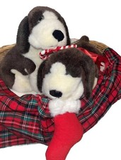Fun RARE Santa's Best Beagle Dogs Animated In Basket Vintage Christmas Sears picture