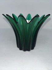 Vintage Studio Nova Art Glass Green Votive Candle Holder Or Vase Portugal picture