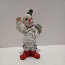 Vtg  Porcelain Clown Hobo Figurine Holding Umbrella  picture