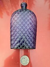 Sparkling 1870s Jumbo Purple Quilted Flask☆ Old Deep Amethyst Whiskey Bottle picture