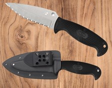 SPYDERCO JUMPMASTER FIXED KNIFE SERRATED H2 STEEL BLACK FRN with SHEATH FB24SBK2 picture