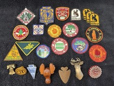 Huge Vintage 1950s Boy Scout Estate Lot - 20 Patches Neckerchiefs Custom Slides picture