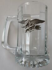 Glass Beer Mug W/Navy Seals Trident Emblem 