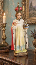 Vintage Infant of Prague 18” Child Jesus Statue Catholic Plaster Chalkware picture