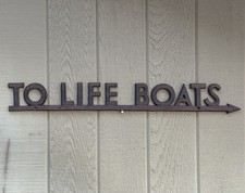 VTG Cast Iron TO LIFE BOATS Arrow Directional Sign 23.5
