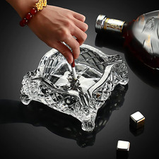 Vintage Cigar Ashtray Cut Glass Large Glass Ashtray for Cigarettes & Cigars. picture