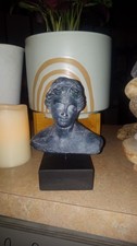 Vintage Classical Venus de Milo Miniature Bust Statue – Dark Verdigris Gray... picture
