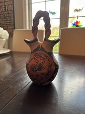 Vintage Jemez Native American Pottery By Carolyn Sando -  Large Wedding Vase picture