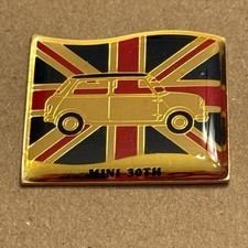 Classic Mini Cooper 30th British Union Jack Flag Car European Gold Lapel Pin VTG picture