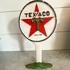 Texaco Gas & Oil Star Cast iron Sign - Red White Green Black picture