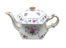 Vintage Ellgreave Wood & Sons England Teapot Pink Roses Genuine Ironstone #389 c picture
