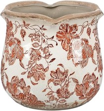 Tuscan Ceramic Planter with Floral Edges Vintage Flower Pot Vase picture