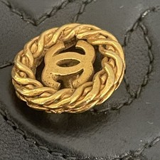 OLD authentic vtg CHANEL 3D gold plated CC logo w. rope texture stamped BUTTON picture