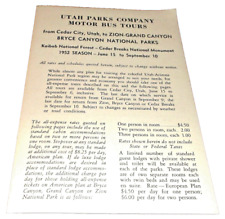 1952 UTAH PARKS COMPANY MOTOR BUS TOURS BROCHURE ZION BRYCE CANYON GRAND CANYON picture