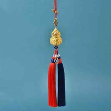 Hollow Gourd Feng Shui Wu Lou Hulu Amulet  Pendant Double Tassel Chinese Knot picture