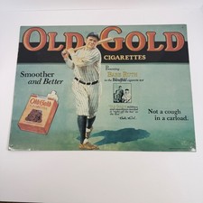 Vintage Old Gold Cigarettes Babe Ruth Tin Sign 1991 Desperate Enterprises 16x12 picture