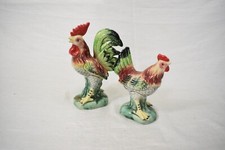 Farmhouse Ceramic Rooster and Hen Set of 2 Figurines Vintage Décor picture