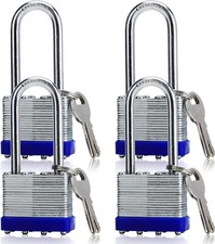 4 Pack Outdoor Padlocks with Keys Long Shackle Keyed Padlocks for Gate picture