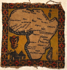 Vintage 1980s Africa Map Textile Wall Hanging [In French] 17
