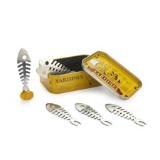 Balvi Sardines Snack Forks Set of 6, Stainless Steel Fishbone Appetizer Picks picture