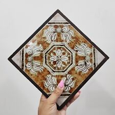 Vintage Wood Framed Floral  Ceramica Tile Trivet Made in Italy 9 in x 9 in picture