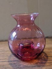 Vintage Cranberry Glass Striped Vase picture