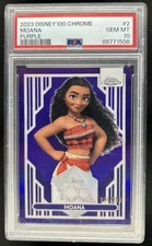 2023 TOPPS CHROME DISNEY 100 MOANA PURPLE REFRACTOR /299 PSA 10 GEM MINT LOW POP picture