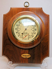Vintage AEP Oak Thermometer Hygrometer picture