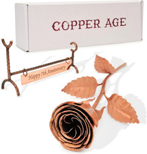 Engraved Copper Rose with Stand - Perfect 7th Anniversary Gift for Him/Her picture