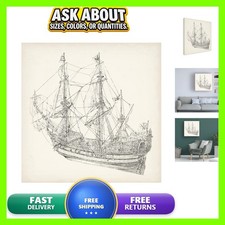 Trademark Fine Art Richard Foust 'antique Ship Sketch I' Canvas Art 24x24 picture
