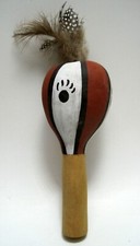 VTG Native American Hand Made Hopi Gourd Rattle Hand Painted picture