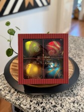 Vtg Retired Waterford Holiday Heirlooms North Pole Collection Glass Ornaments 4