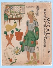 McCall 1182: 1940s Misses WWII Apron w Sleeve Protectors Vintage Sewing Pattern picture