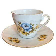 Vintage Floral Bareuther Waldsassen Teacup Saucer Bavaria Germany 263 picture