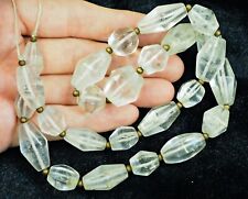 Ancient Near Eastern Rock Clear Crystal Bicone Diamond Barrel Bead Necklace  picture