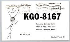1975 Amateur Radio QSL Postcard KG0-8167 Cadillac Michigan Reddy Kilowatt B138 picture
