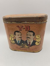 Vintage Y-B Yocum Brothers Cigar Tin Oval Litho Humidor Reading PA Factory 103 picture