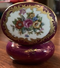 Vintage KPM Floral Flower Porcelain Trinket Box With Lid  picture