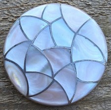 1-7/8” GORGEOUS Vintage 1970s Zuni Sterling Silver MOP Fish Scale Brooch — 27g picture