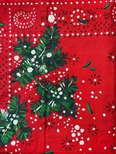 VINTAGE SPRINGS MILLS INC CHRISTMAS TABLECOTH FABRIC EVERGREENS PAISLEY MCM picture
