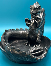 Vintage 1994 Yancy Gothic Dragon Resin Incense Burner Trinket Dish Catchall Tray picture